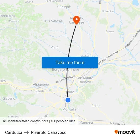 Carducci to Rivarolo Canavese map