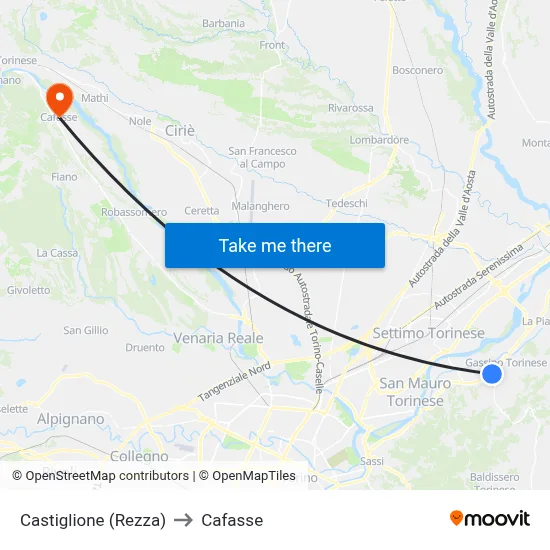 Castiglione (Rezza) to Cafasse map