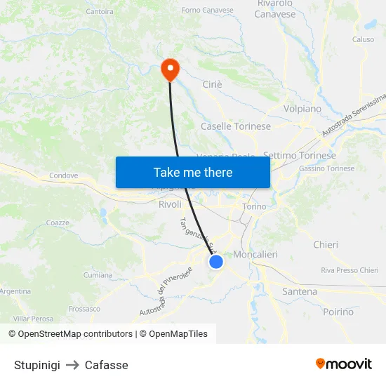 Stupinigi to Cafasse map