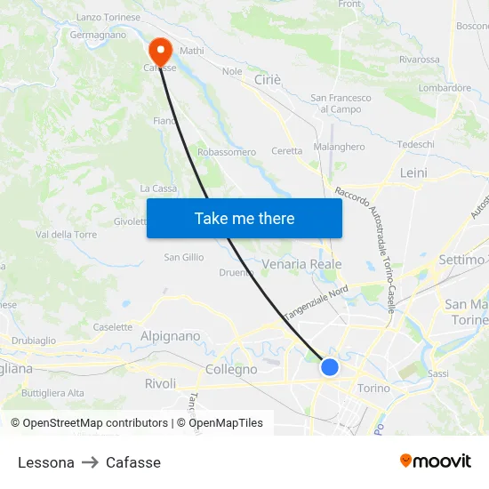Lessona to Cafasse map