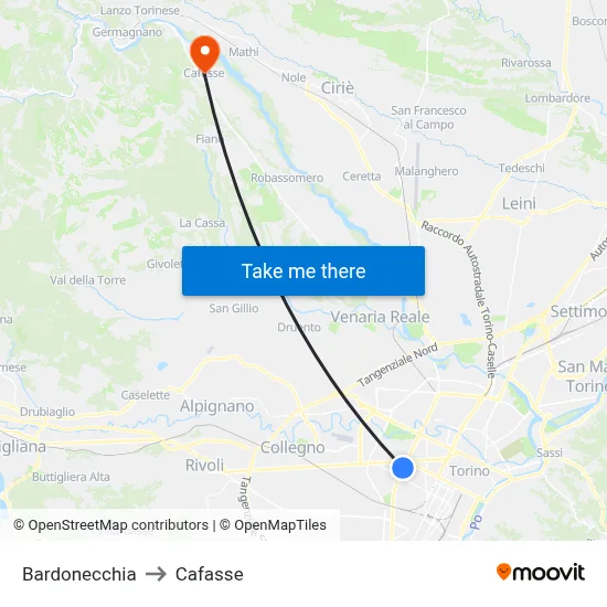 Bardonecchia to Cafasse map
