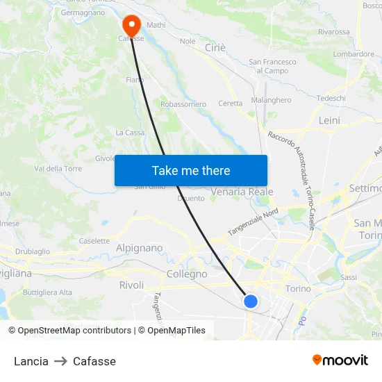 Lancia to Cafasse map