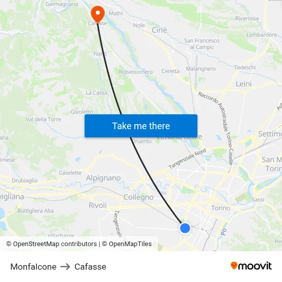 Monfalcone to Cafasse map