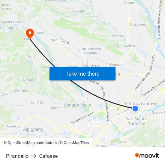 Pirandello to Cafasse map
