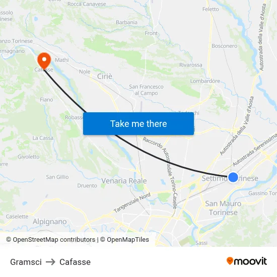 Gramsci to Cafasse map