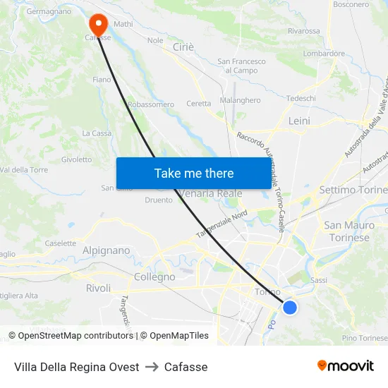 Villa Della Regina West to Cafasse map