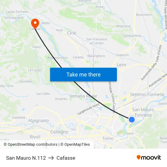 San Mauro N.112 to Cafasse map