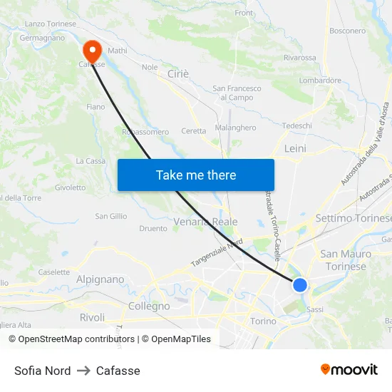 Sofia North to Cafasse map