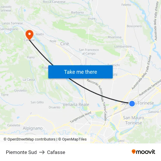 South Piedmont to Cafasse map