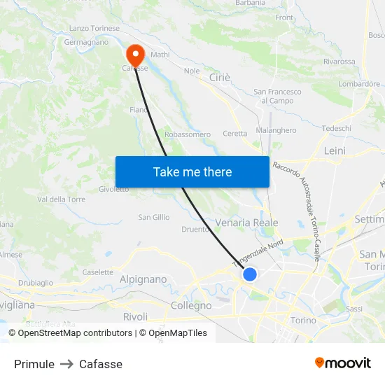 Primule to Cafasse map