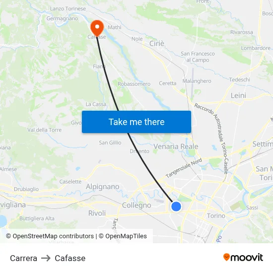 Carrera to Cafasse map