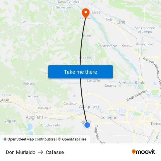 Don Murialdo to Cafasse map
