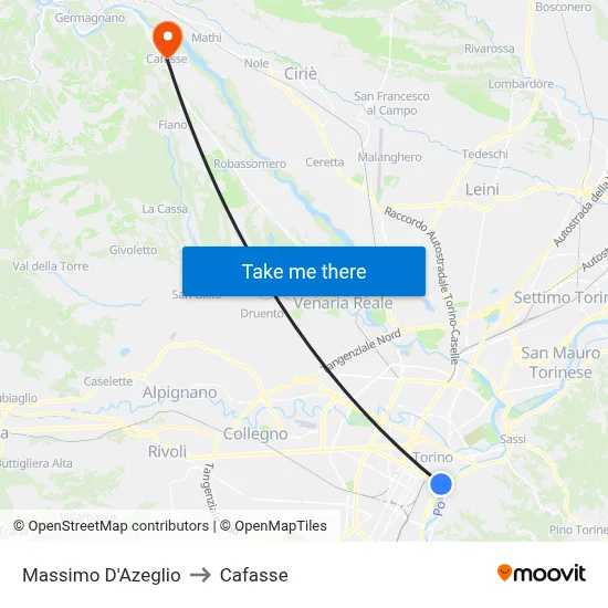 Massimo D'Azeglio to Cafasse map