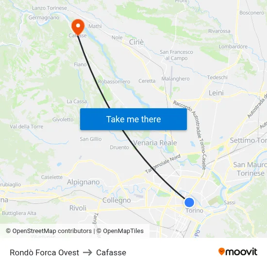 Rondo Forca West to Cafasse map