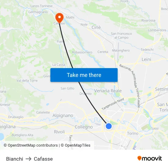 Bianchi to Cafasse map