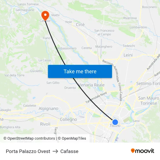 West Porta Palazzo to Cafasse map