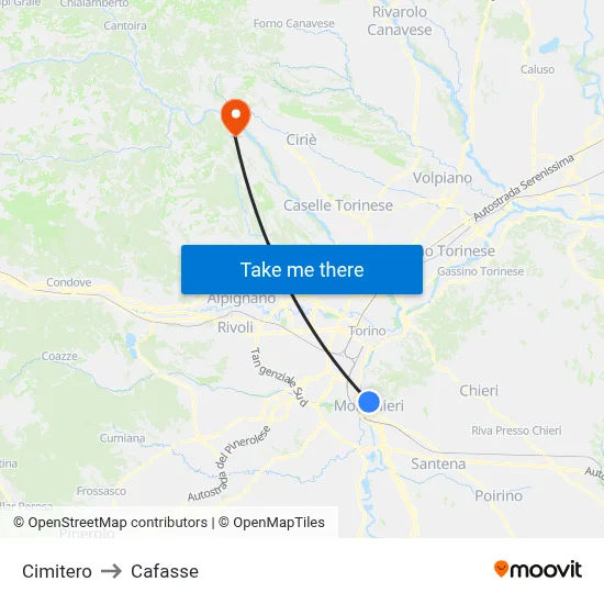 Cemetery to Cafasse map