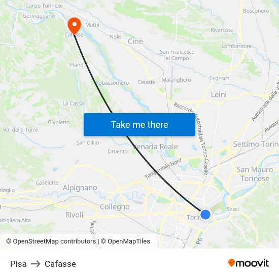 Pisa to Cafasse map