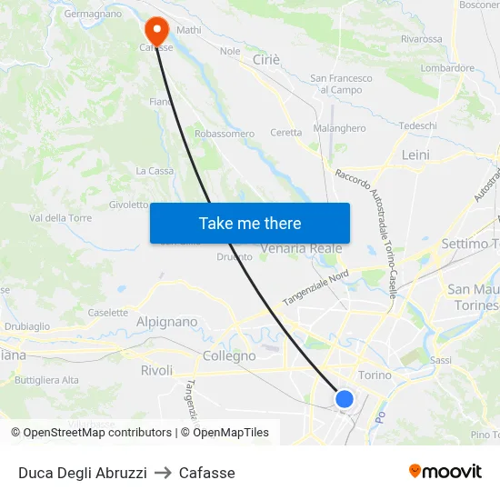 Duke of the Abruzzi to Cafasse map