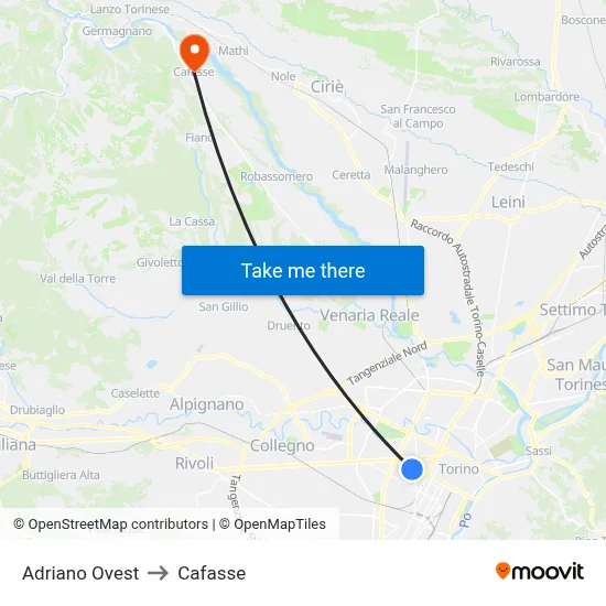 Adriano West to Cafasse map