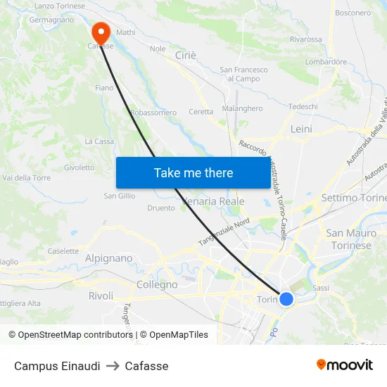 Einaudi Campus to Cafasse map