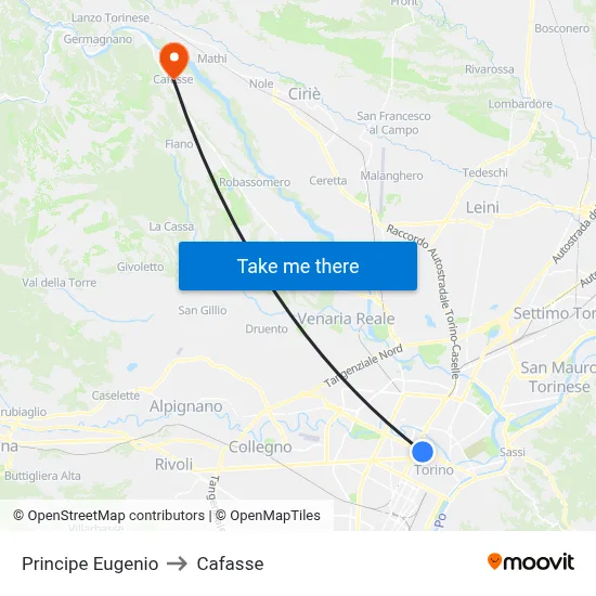 Principe Eugenio to Cafasse map