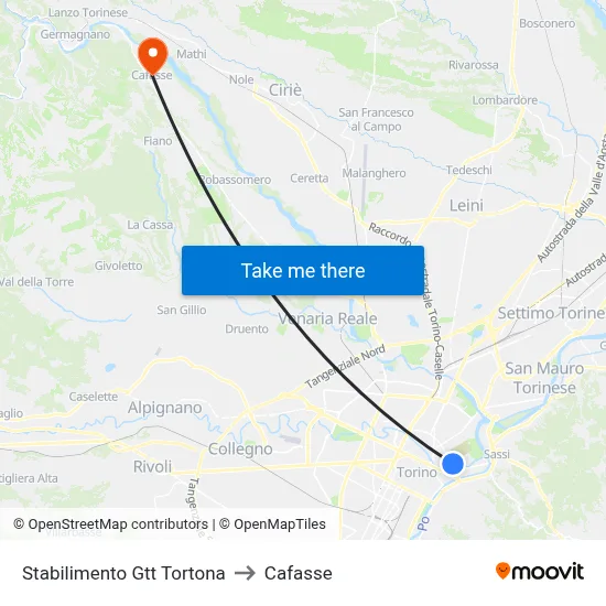 GTT Tortona Factory to Cafasse map
