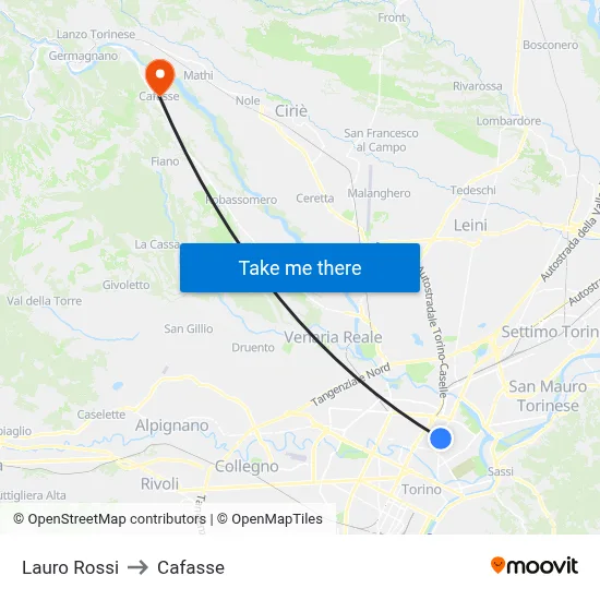 Lauro Rossi to Cafasse map
