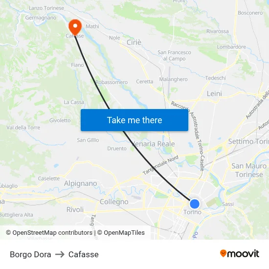 Borgo Dora to Cafasse map