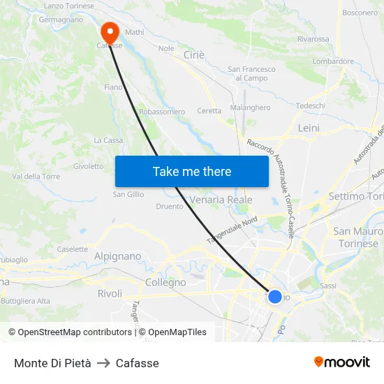 Monte Di Pietà to Cafasse map