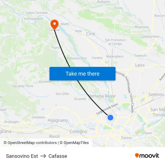 Sansovino East to Cafasse map