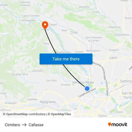 Cemetery to Cafasse map
