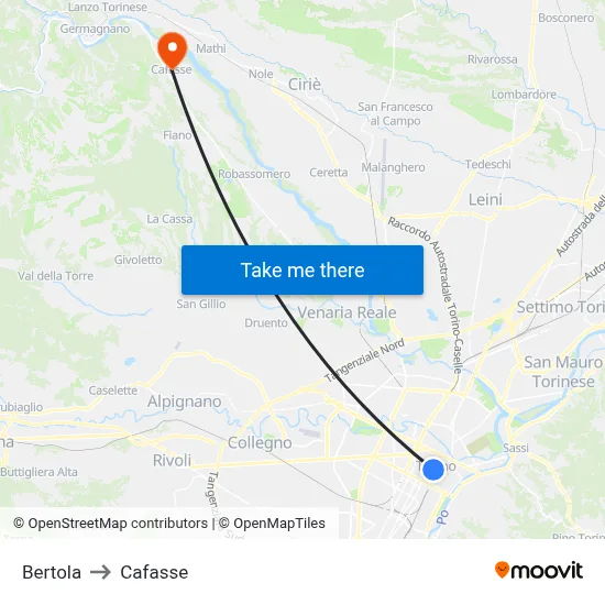 Bertola to Cafasse map