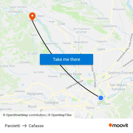 Paroletti to Cafasse map