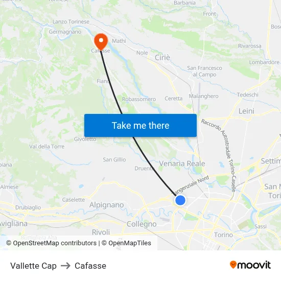 Vallette Terminal to Cafasse map