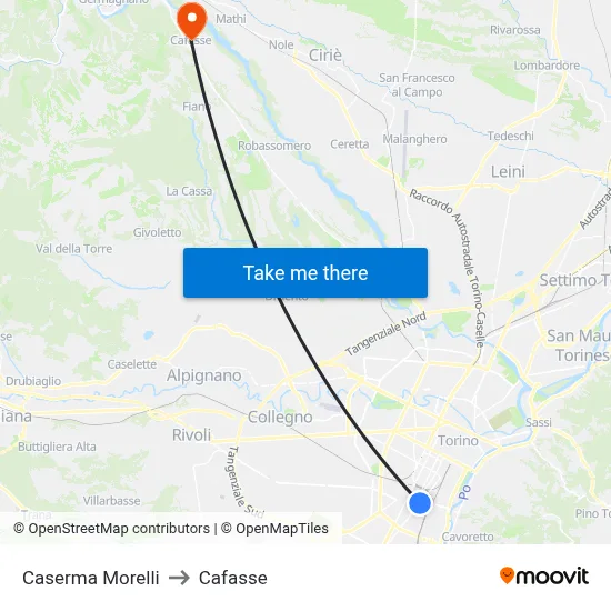 Morelli Barracks to Cafasse map