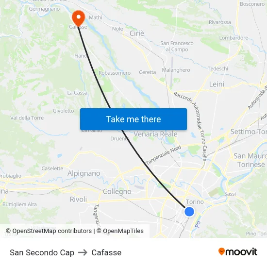 San Secondo Cap to Cafasse map