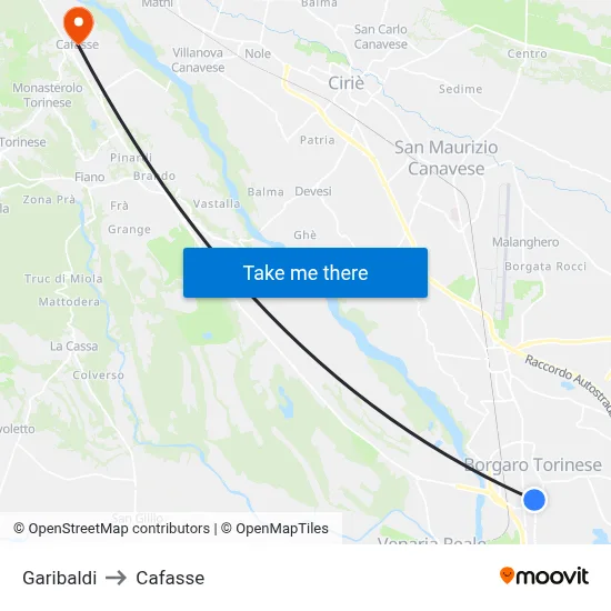 Garibaldi to Cafasse map