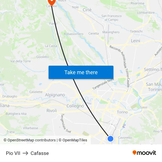 Pio VII to Cafasse map