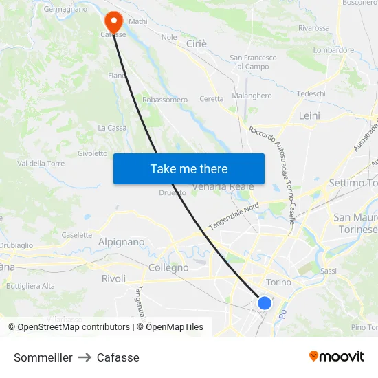 Sommeiller to Cafasse map