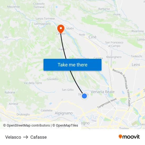 Velasco to Cafasse map