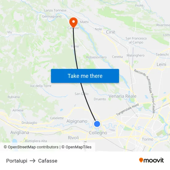 Portalupi to Cafasse map
