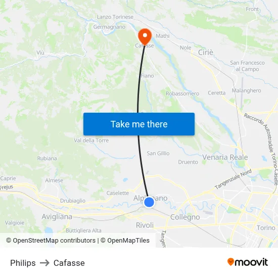 Philips to Cafasse map