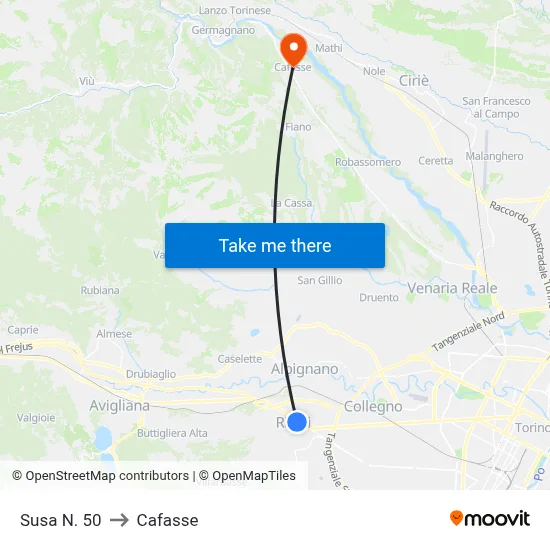 Susa No. 50 to Cafasse map