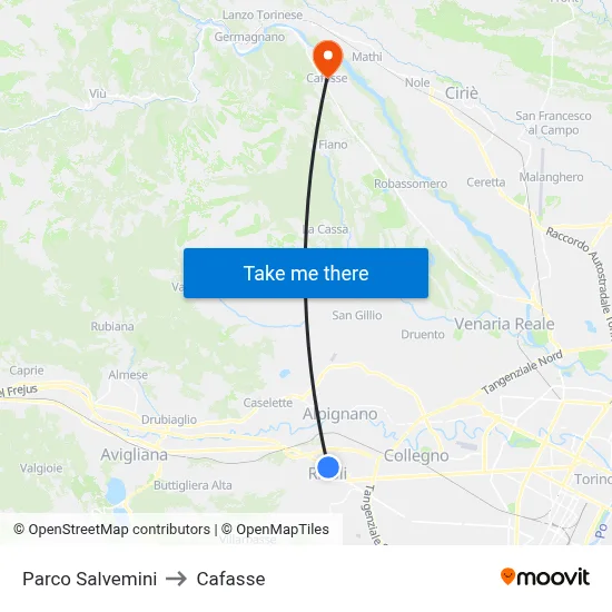 Salvemini Park to Cafasse map