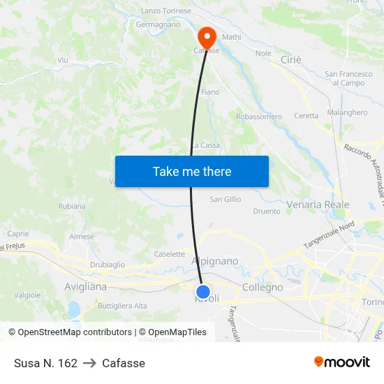 Susa #162 to Cafasse map