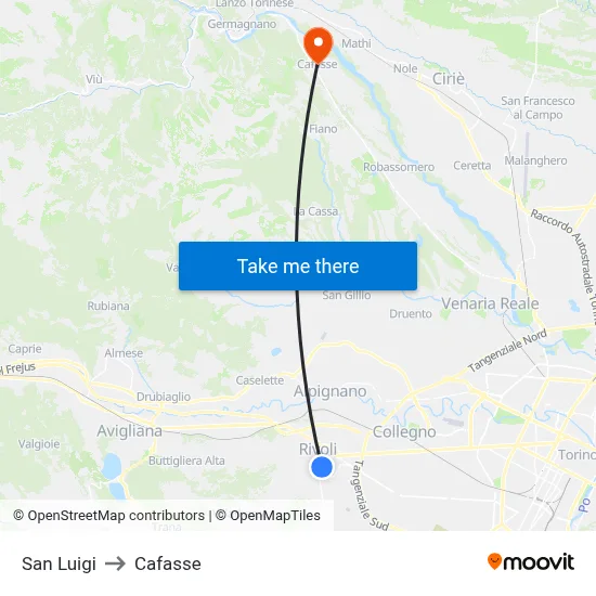 San Luigi to Cafasse map
