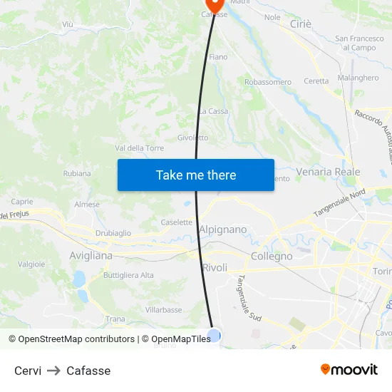 Cervi to Cafasse map