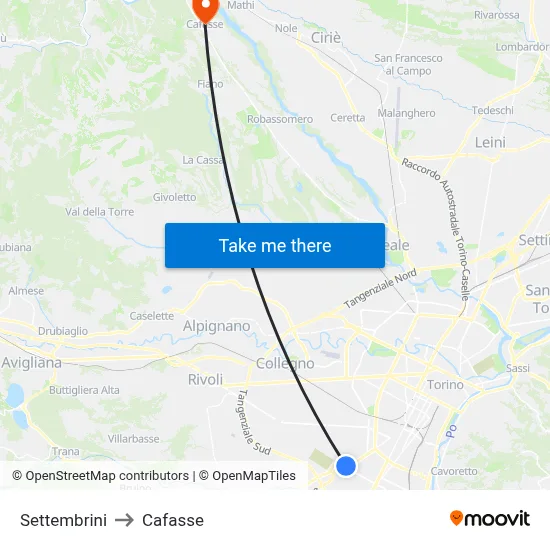 Settembrini to Cafasse map