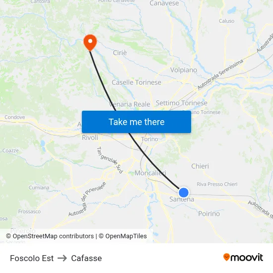 Foscolo East to Cafasse map